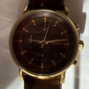 DKNY Gold and Dark Brown Chronograph Watch